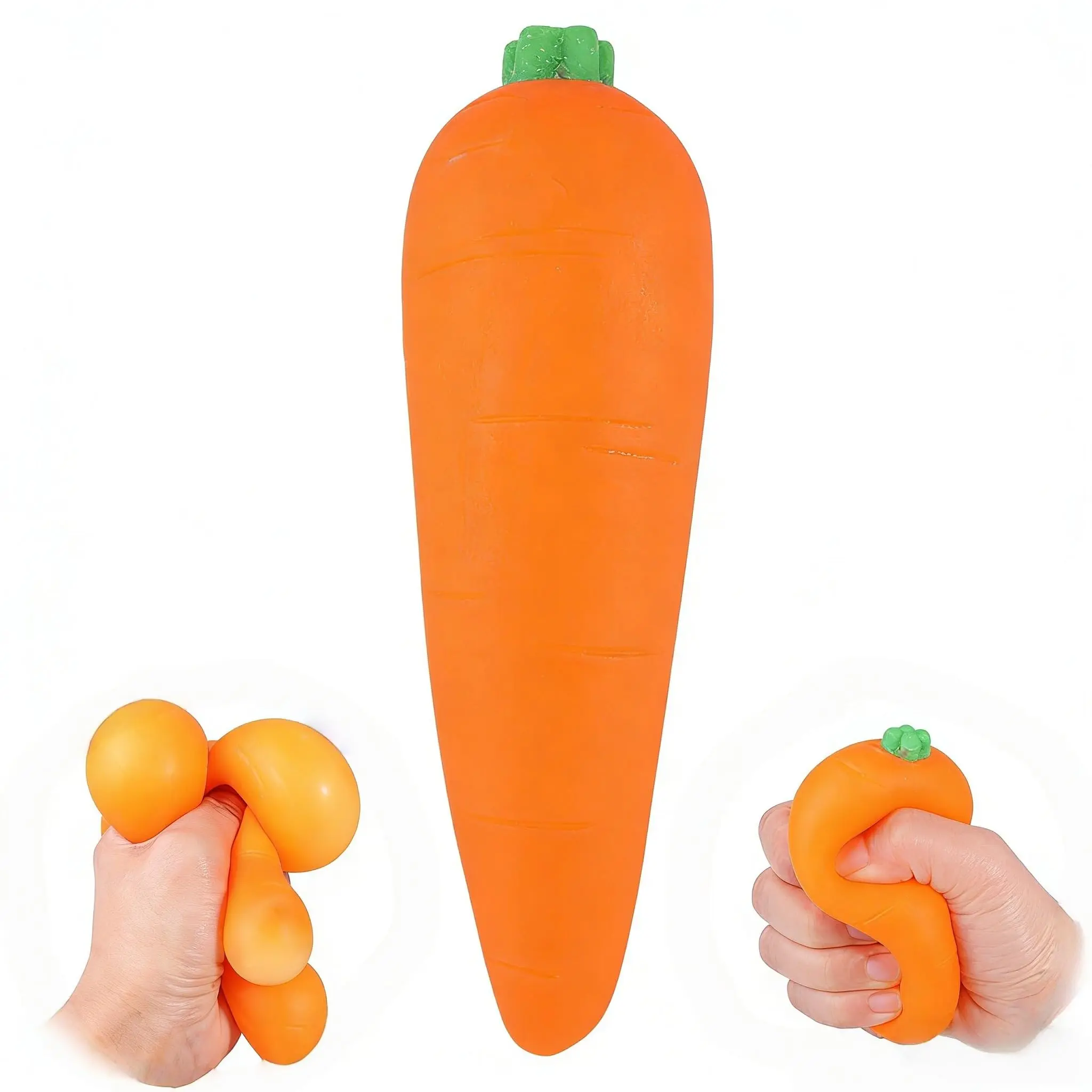 Carrot Shape Squishies Toys - Realistic Veggie Slow-Rising Stress Ball, Soft Easy to Press Pinch and Hold Unisex Handheld Fidget Toy, Desk Office Gift for Adults