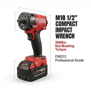 Milwaukee M18 FIW212 1/2 Inch Impact Wrench Automotive Repair Tool Kit With Battery 2026 Compact High Torque Design