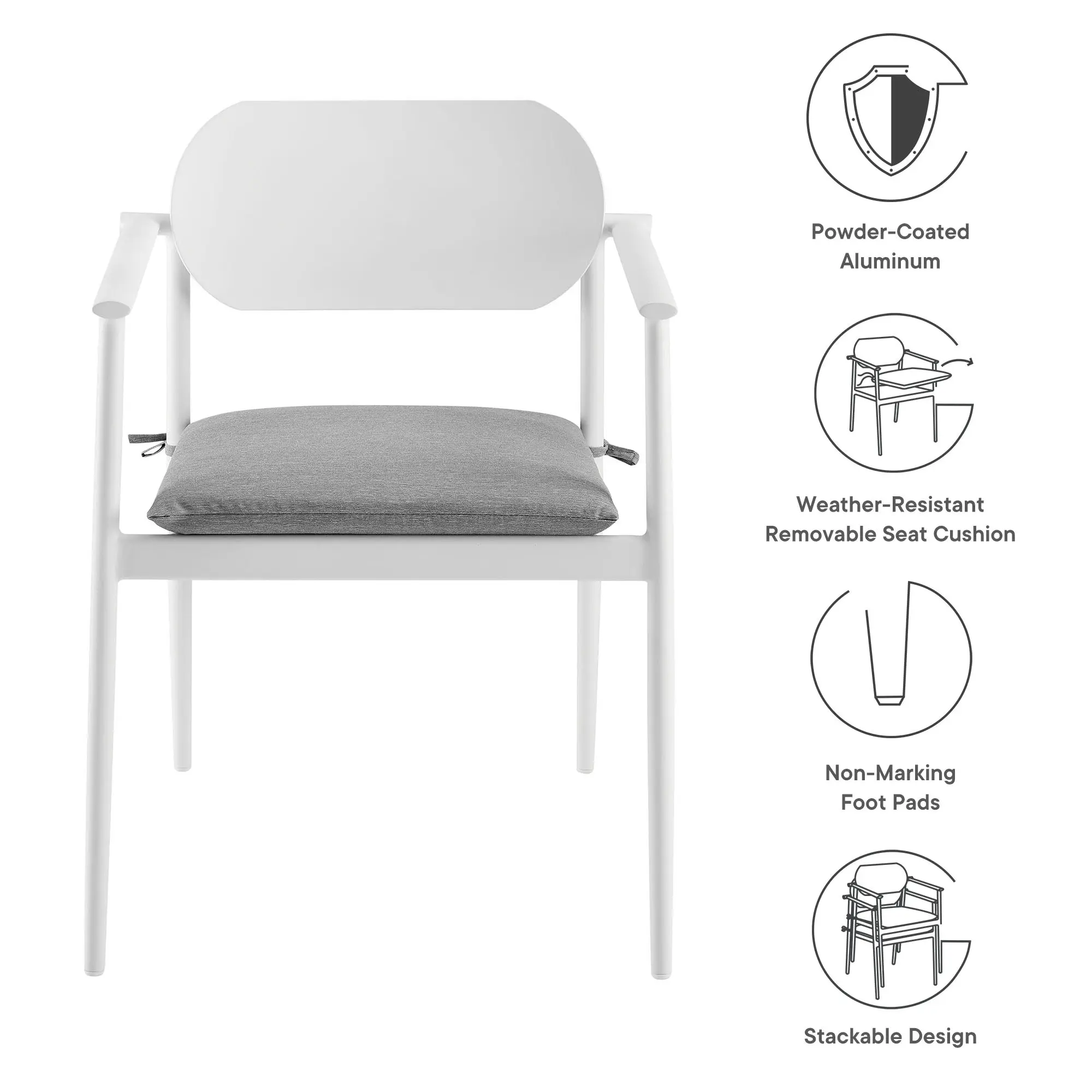Aeris Stackable Outdoor Patio Aluminum Dining Armchair Set of 2