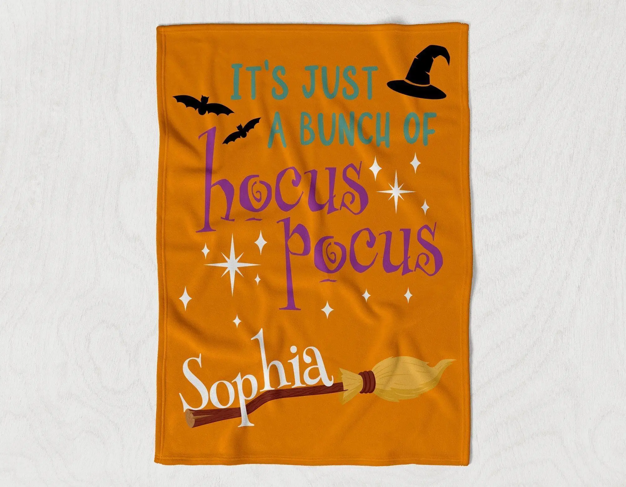 It's Just A Bunch Of Hocus Pocus Fleece Blanket Custom Blanket Personalized Halloween Blanket