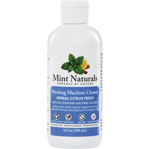 Natural Washing Machine Cleaning Liquid, 12 oz, Made in USA, Household Odor & Residue Remover for Front-Load & Top-Load Washers