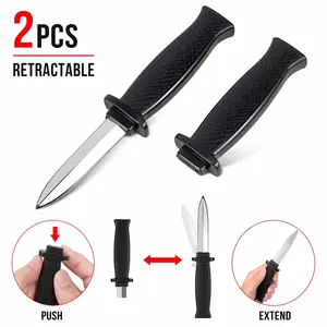 Shipping free Magic Retractable Knife Set, 2 Pack Safe Plastic Dagger Prop, No Sharp Edge Fake Retractable Knife for Prank Party Game, Halloween Cosplay Costume Trick Toy