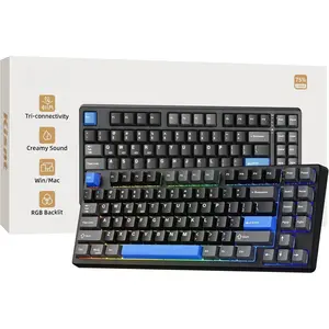 KN85  Mechanical Gaming Keyboard, 75% Layout with RGB Backlit, Custom Hot Swappable, Creamy Sound, /2.4GHz/USB-C Compatible with Windows//PC (Textured Black,Linear )