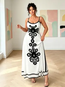 Plus Size Bottom Polka Dot Halter Sleeveless Dress, Waist Cinching Design, A-Line Flared Hem, Vintage French Style, Casual Wear, Commute & Date, Womenswear, Casual Fashionable Dress