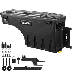 summervibes VEVOR Truck Bed Storage Box, Lockable with Password Padlock, 6.6 Gal/25 L ABS Wheel Well Tool Box, Waterproof and Durable, Compatible with Ford F-150 2015-2021, Passenger Side