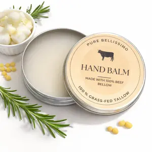 Pure Bellissimo Hand Balm - 100% Beef Tallow Ultra-Rich Moisturizer for Soft Smooth Hands Traditional Cream from USA