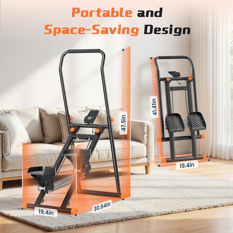 Stair Stepper with Springs, Stairt Stepper for Home Gym Exercise 3-Level Incline & 3-Level Adjustable Resistance Compact Foldable Quiet Stairmaster for Home Cardio Full-Body Workout