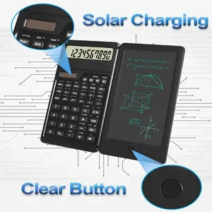 Foldable scientific calculator, 10-digit large display calculator, with erasable writing pad and mini pen, portable math calculator, suitable for home, school, office, dormitory, travel, as a learning gift