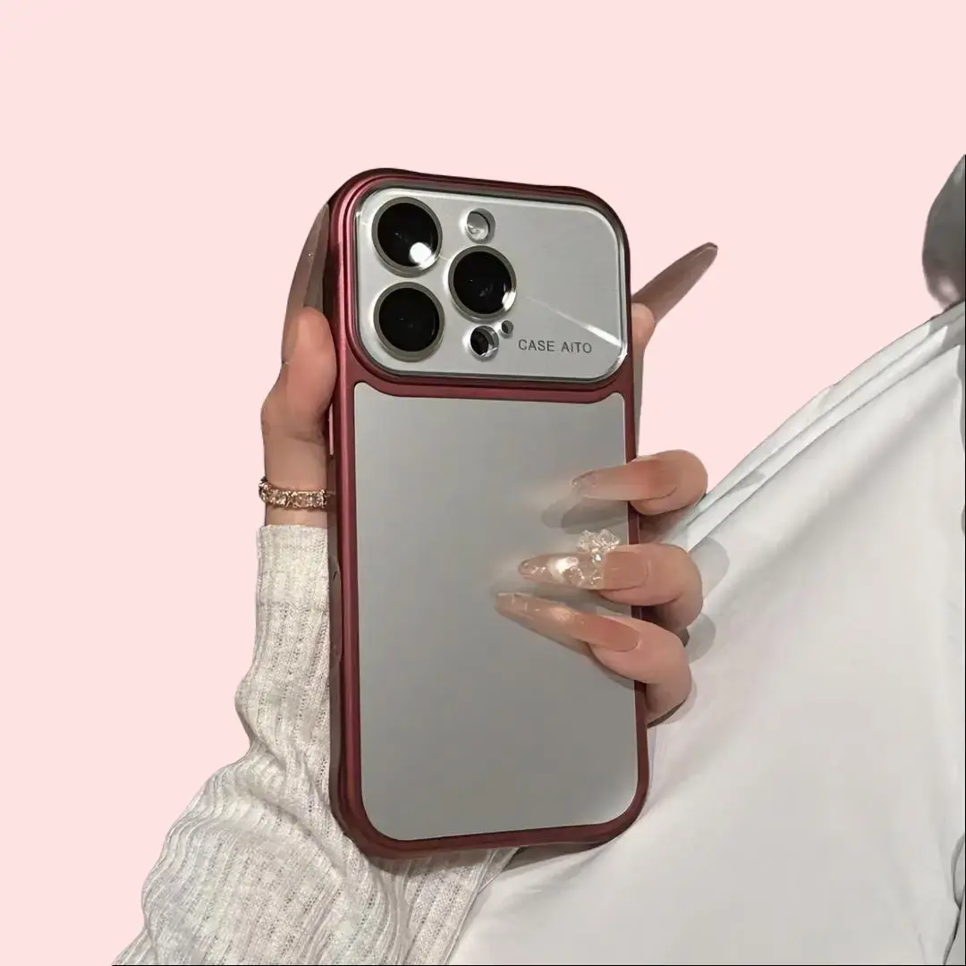 Matte Silver Mobile Phone Case for iPhone 17 Pro Max, 16 Pro Max, 15, 14 - Aurora Lens Protection, Large Viewing Window, Contrasting Color Options, Full Silver, Accessories