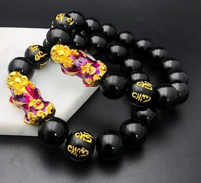 14mm Natural Stone Beads Pixiu Symbol Single Bracelet - Cultural Collectible, 16-17.5cm Wrist Circumference, Rare Stone Wrist Wear, Cultural Item