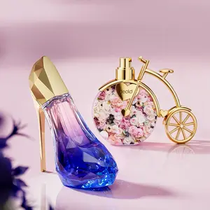 2PCS 1.01Oz(30ML)+0.85Oz(25ML)High-End Gift Pack,Floral Bicycle Shape And Elegant And Fashionable Plum Blue High Heels Diamond-Cut Design Bottle,Suitable For Daily Wear,Parties And Gift-Giving,Mixed Packaging,Long-Lasting Fragrance,Floral Scents Perfume