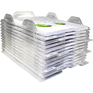 File Organizers - Letter Size, Stackable Trays for Desk - for Office Files, Mail, Documents - 12 Pack, Clear