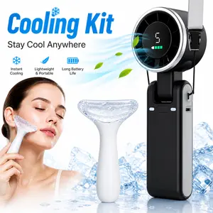 2-in-1 Summer Cooling Set – Handheld Fan & Facial Ice Roller, Beat the Heat Anytime, Perfect for Outdoor & Workout