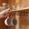 Single Row No-Drill Kitchen Rack, Traceless Cabinet Door Hook, Convenient Hook, Easy Installation, Six Hooks Design, Storage Hooks, Space-Saving Hanging Organizer, Space Saver Organizer, Over Door Organizer