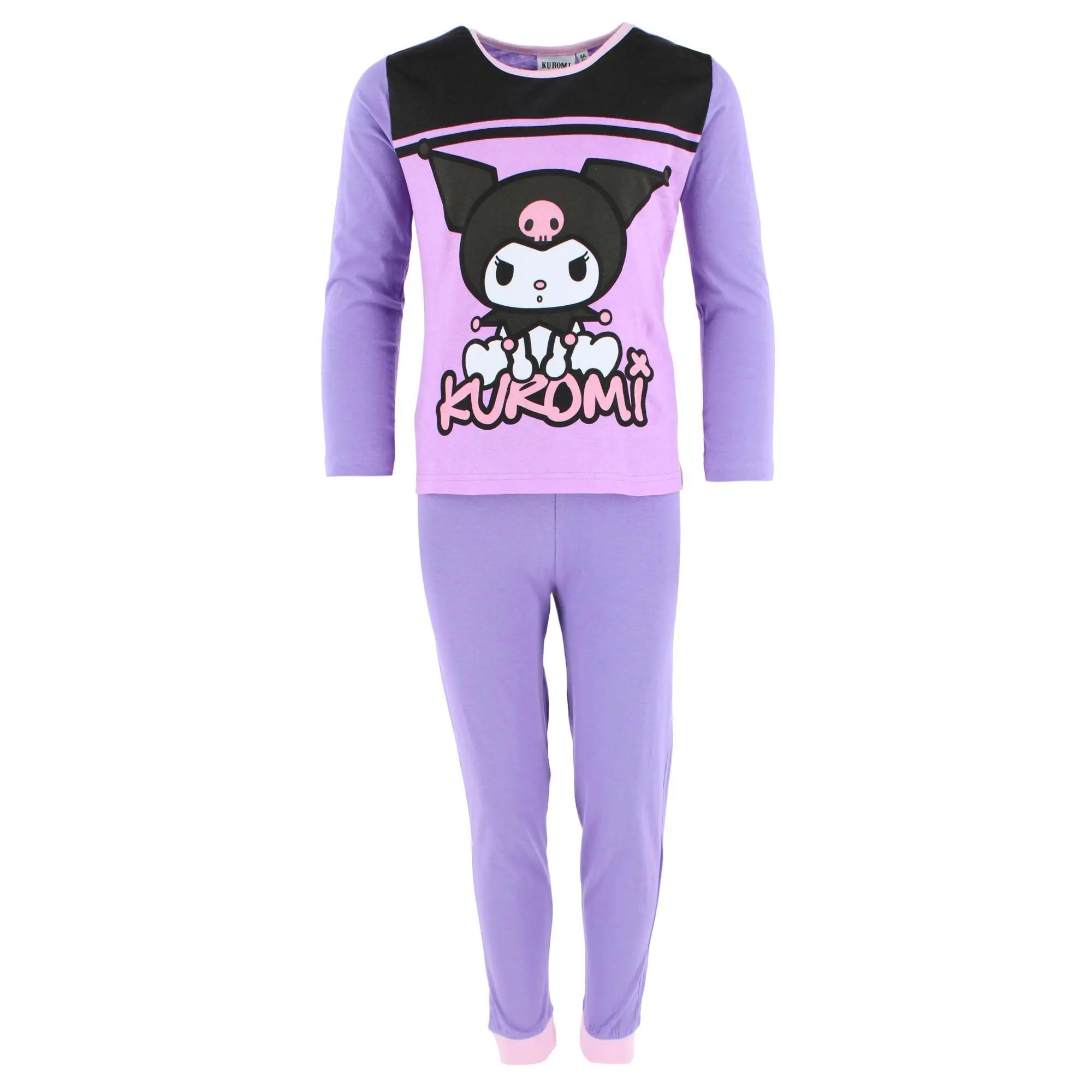 Textiel Trade Girls Kuromi Long Sleeve Pajama Set, Long Leg Pajama Sets, Crew Neck, Graphic
