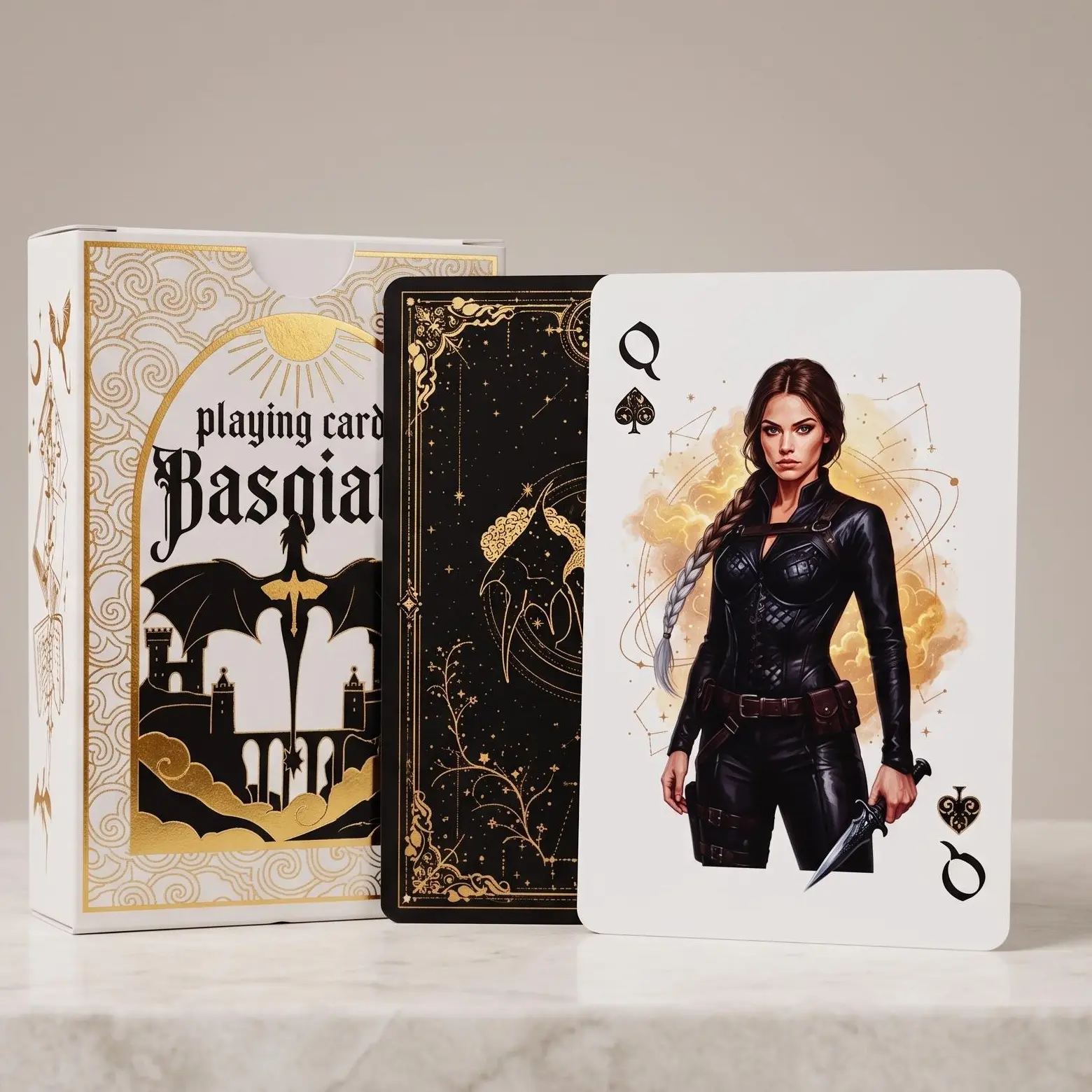 Fourth Wing Playing Cards Basgiath | Dragon Rider Collectible 54-Card Deck | Violet Xaden Gold Celestial Art | Romantasy Book Gift
