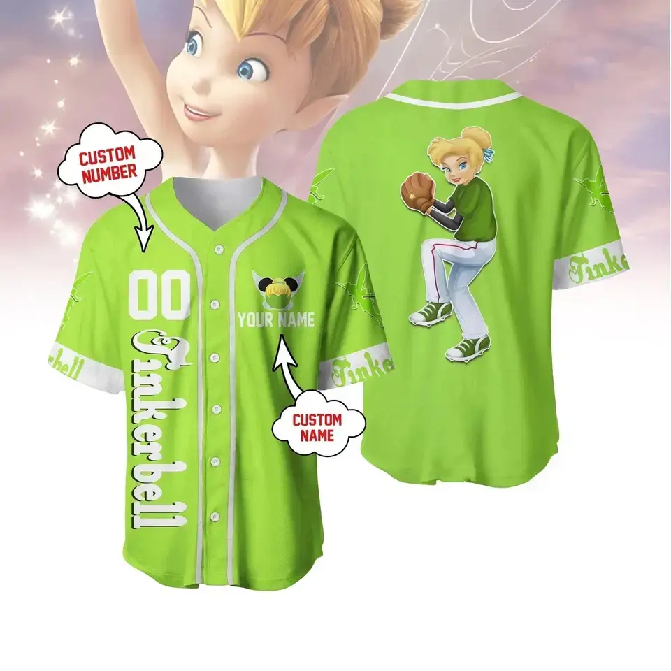 Personalized Tinker Bell Jersey Tinkerbell Jersey Shirt Tinker Bell Baseball Jer