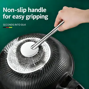 304 Stainless Steel Pot Brush — Kitchen-Specific Cleaning Brush for Pots and Dishes (Steel Wool Scrubber) — Non-Shedding