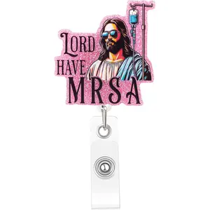 Funny Nurse Badge Reel, Lord Have MRSA Badge Holder with Retractable Clip, Cute Gifts for  Student RN LPN CNA MA  Worker Teacher