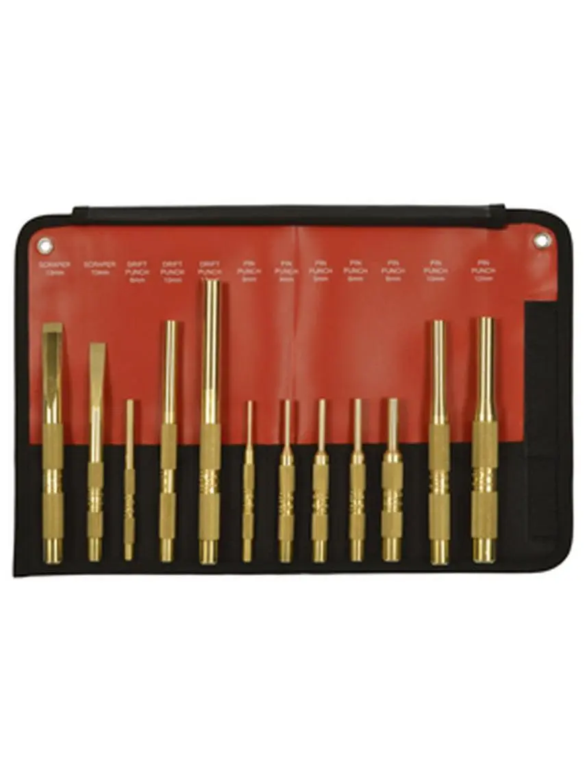 Mayhew Steel Products MH61397 12-Piece Metric Brass Punch & Scraper Set, Tools for Hand Tool Tasks with User Satisfaction Focus