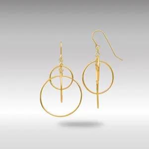 14K Gold Polished Circles Dangle Earrings - Model TL997