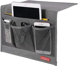 Bedside Caddy,Bedside Organizer Caddy under Mattress,Holds Magazines,Books (4 Pockets-Grey) Falaku