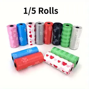 1/5 Roll Pet Dog Poop Bags Dispenser Collector Garbage Bag Puppy Cat Pooper Scooper Bag Small Rolls
