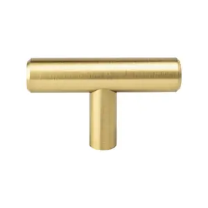 212 MAIN Berenson Tempo T-Shaped Steel Handle Knob - Modern Brushed Gold Door Hardware