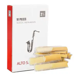 2.5 Strength Alto Saxophone Reeds, 10 Pack - French Cut, Medium Hardness, Individually Packed for Beginners, Intermediate & Advanced Players - Premium Cane Reeds for Eb Sax, Smooth & Durable Thinner Advanced