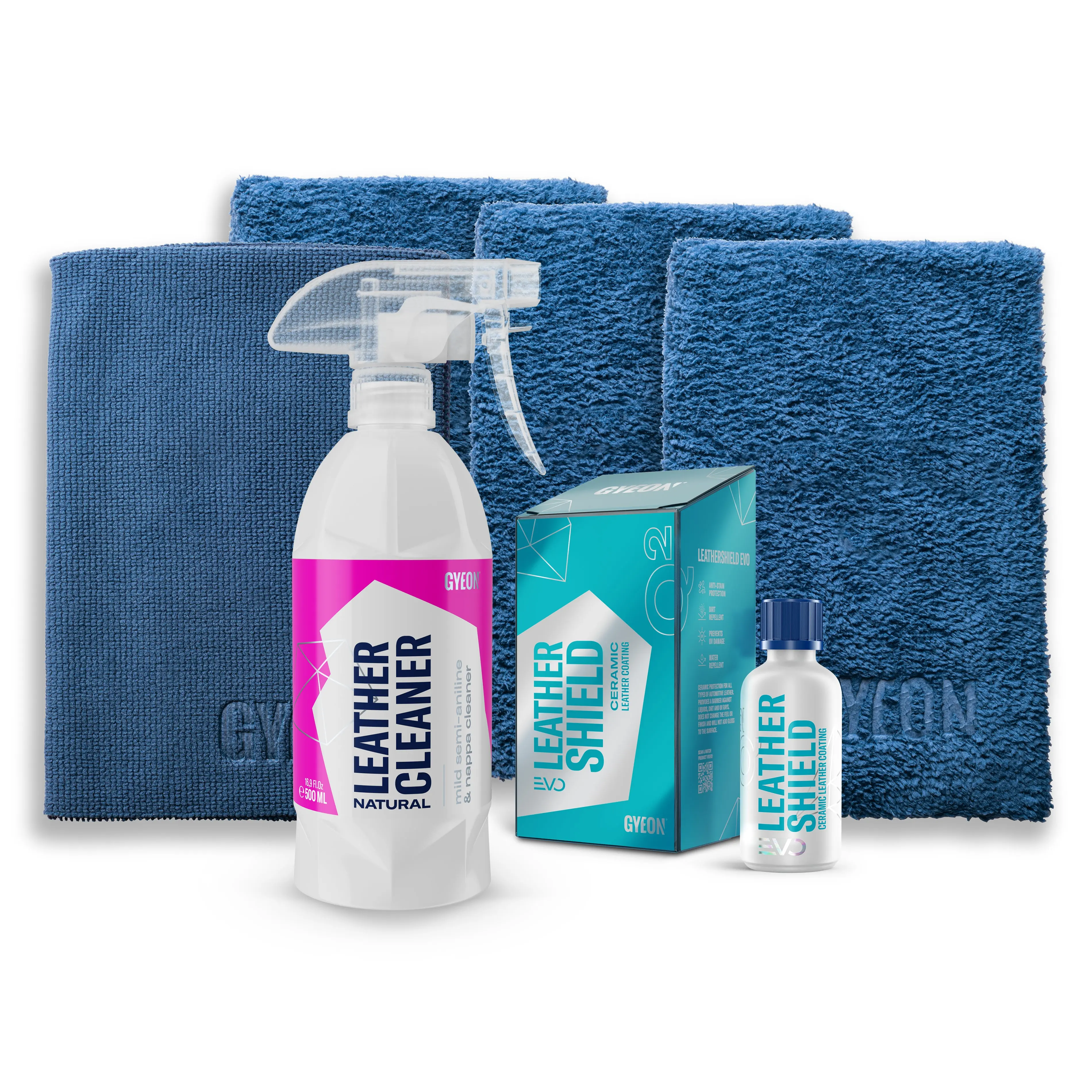 GYEON Leather Shield EVO Kit - Ceramic Coating Kit for Leather, Vegan Tesla, Leather Care Kit Evo, Ceramic Coating Leather & Upholstery Cleaner