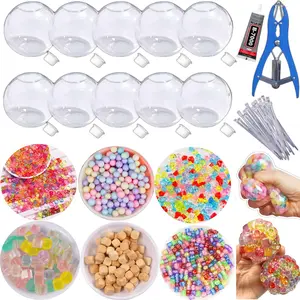DIY Stress Ball Making Kit, Includes 6 Filler Packs, 10 Transparent Blank Skins, 15ML Glue, Expansion Tool, Ideal for Adult Relaxation