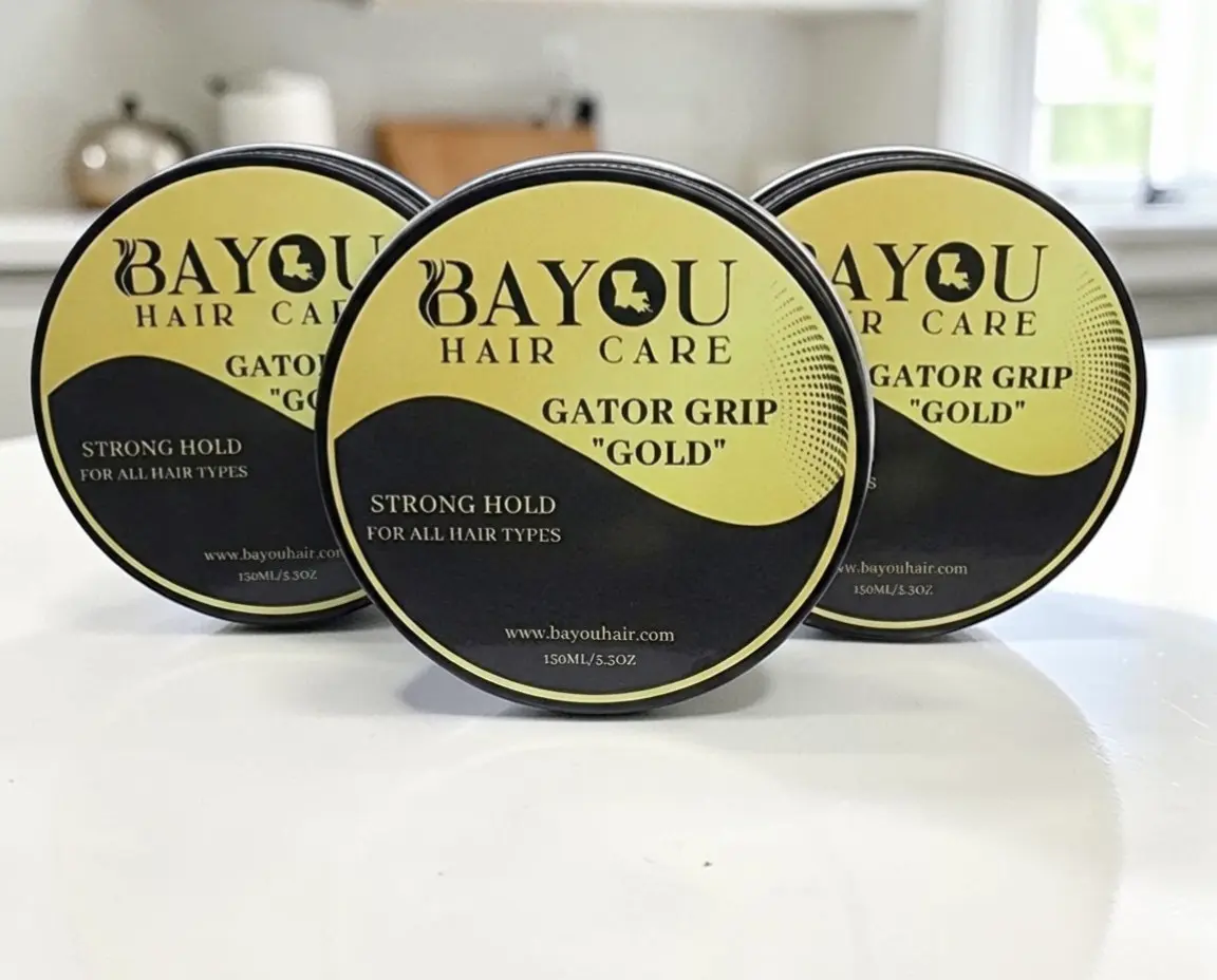 Bayou Hair Care Gator Gold Strong Hold 5.3oz Crystal Hair Gel 3-Pack Bundle - Unisex Curly Solution with Frizz Control, Brush-Ready Formula, Fresh Scent, Long-Lasting Smooth Finish, Curly Hair