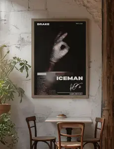 [Unframe] Drake ICEMAN Tracklist Poster, New Drake Album Wall Art, Hip Hop Music Aesthetic Decor, Modern Rap Bedroom Artwork, Gift for Fans