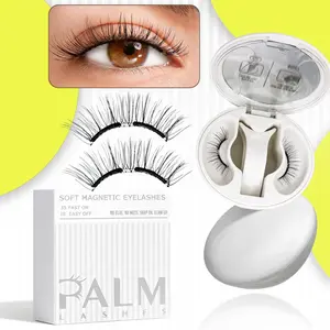 PALM LASHES Upgrade Soft Magnetic Eyelashes Natural Look, Reusable Magnetic Eyelashes with Applicator, No Glue Needed Lashes Kit, Easy to Wear and Remove Suit for Natural Makeup