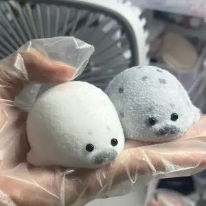 Taba Funny Kawaii Handmade Silicone Plush Gray White Seal Cute Sea Lion Girl Birthday Kids Gift Pinched Fidgeting Squishy Toys
