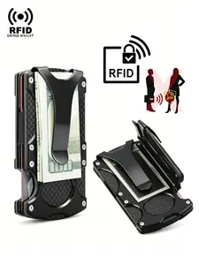 Minimalist RFID Blocking Wallet, Aluminum Credit Card Holder, Anti-Theft Business Card Clips, Daily Use for Men and Women
