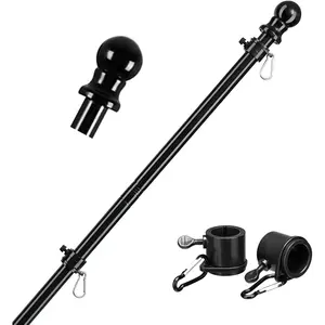 Black Flag Pole for House - 5ft Tangle Free House Flag Pole for 3x5 Flags,Rustproof Outdoor Flag Poles for Outside House Porch Garage Truck Boat Decor (Flagpole without Bracket)