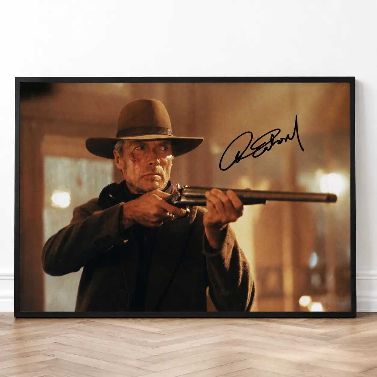 Clint Eastwood Unforgiven Vintage Signed Canvas Wall Art, Classic Western Movie Poster