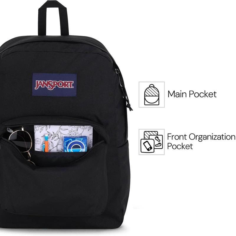 JanSport SuperBreak One Backpacks - Durable, Lightweight Bookbag with 1 Main Compartment, Front Utility Pocket with Built-in Organizer - Premium Backpack, Black