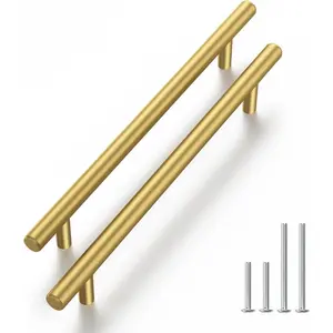 30 Pack 5 Inch Hole Center Modern Bar Cabinet Handles, Brass Gold Cabinet Pulls Drawer Pulls, Dresser Handles for Bathroom Kitchen Bedroom