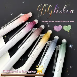 Erasable Glitter Gel Pen, Smooth Writing Pen, 6 Counts Colorful Retractable Aesthetic Pen, Exquisite Pen for School & Office Use, Erasable Gel Pens