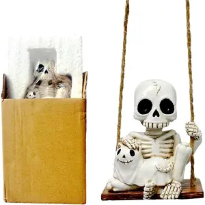 Halloween  Skeleton  Swing Decorative  Ornament, Outdoor Gothic Garden Decor for Yards and Trees, Spooky Halloween Decorations,   Decorative Accessories