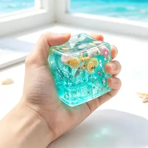 Ice Cubes & Marine Shells Stress Balls, Soft Slow Rise Squishy Sensory Toys, Squeeze Hand Balls & Stretchy Fidget Toys for Anxiety Relief