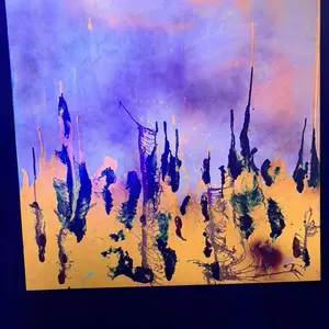 Black fire….  36x36 acrylic on canvas   Black light reactive