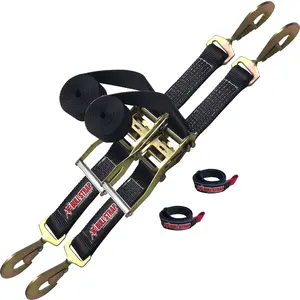 Ratchet Tie Down Straps, Heavy Duty, w/ Twist Snap Hooks (PAIR of 2) w/ 2 FREE Bull Wraps, Bull Strap 2" x 12' 10,000 LB
