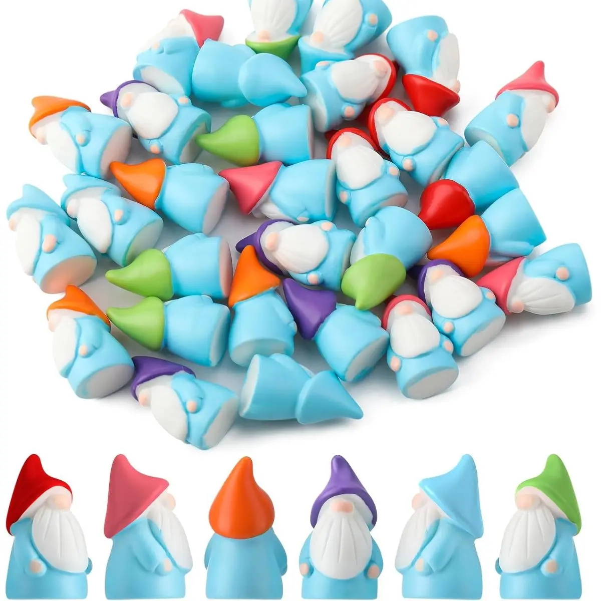30PCS Mini Gnome Figurines – Cute Resin Garden Dwarf Statues for Outdoor Decor