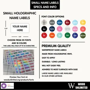 Colorful Holographic Labels | Personalized Waterproof School Supply Stickers | Perfect for Back to School!