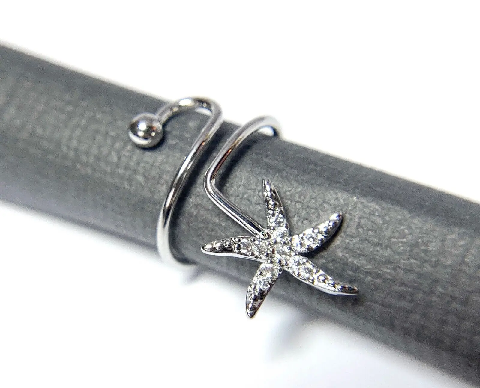 Starfish Multi-Paved CZ Gems Adjustable Nail Ring / Toe Ring
