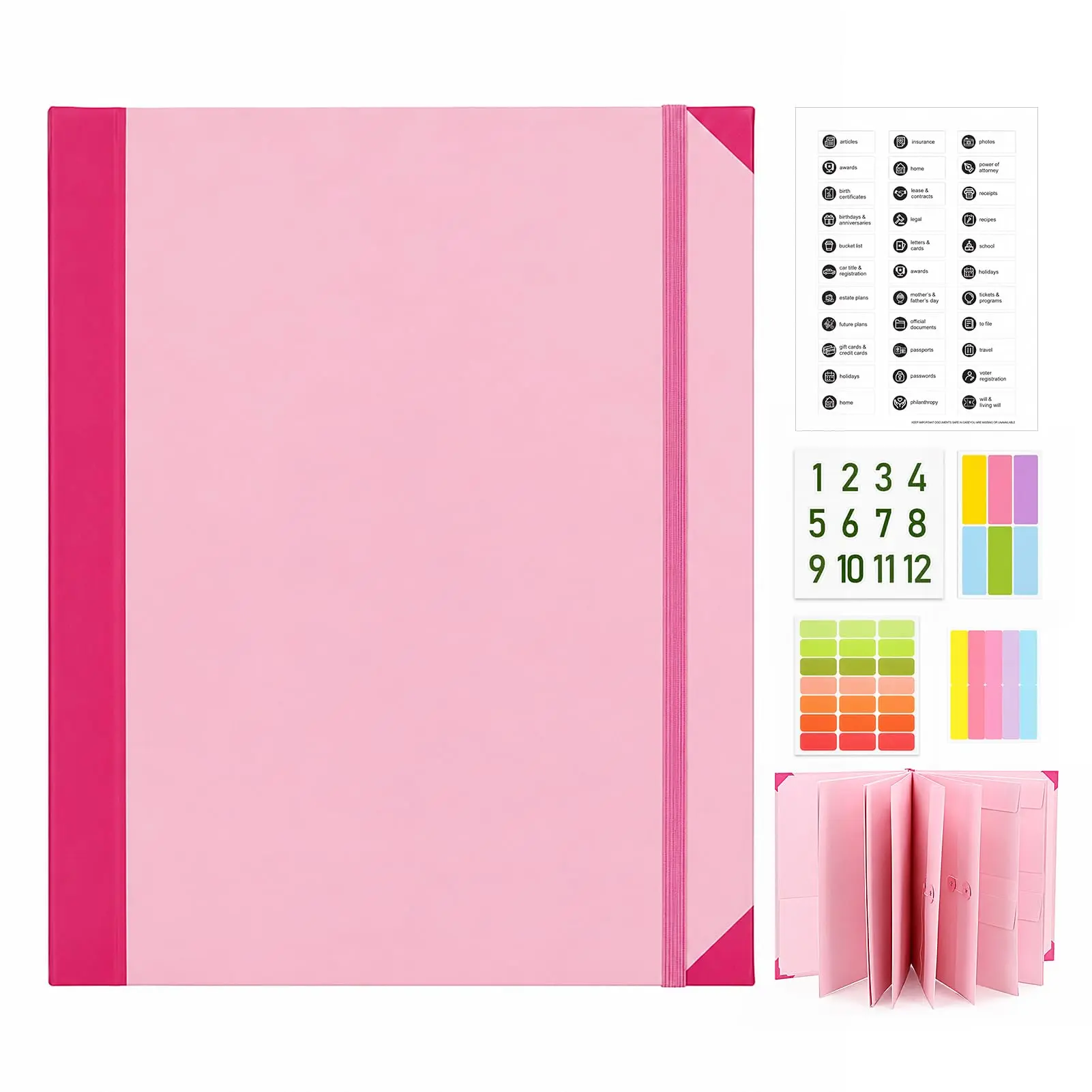 Family Document Organizer Binder – Important Papers Storage Folder with Tabs & Pockets, Home Filing System for Passports, Birth Certificates, Insurance Policies, Legal Documents, Tax Records and Personal Records Management