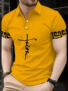 Men'S Fashion Street Short Sleeve 3D Print Polo Shirt, Vacation Vibes Streetwear Polo